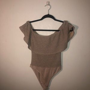 Sparkle off shoulder bodysuit